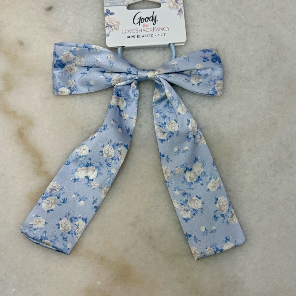 Goody x LoveShackFancy Ruffle Bow Hair Clip - Blue Floral